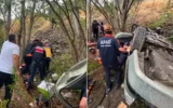 Kontrolden çıkan otomobil dere kenarına devrildi: ... Kontrolden çıkan otomobil dere kenarına devrildi: ...